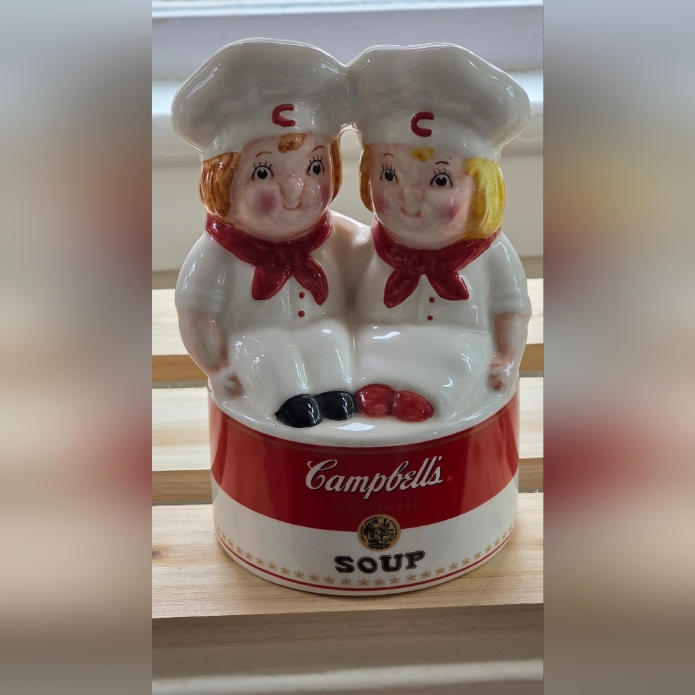 Campbell's Red & White Ceramic Twin Sponge Holder Vintage - Picture 4 of 8